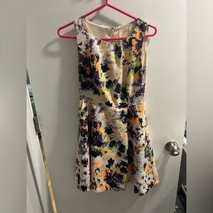 Maeve Floral Mini Dress - Purple, Orange, Black